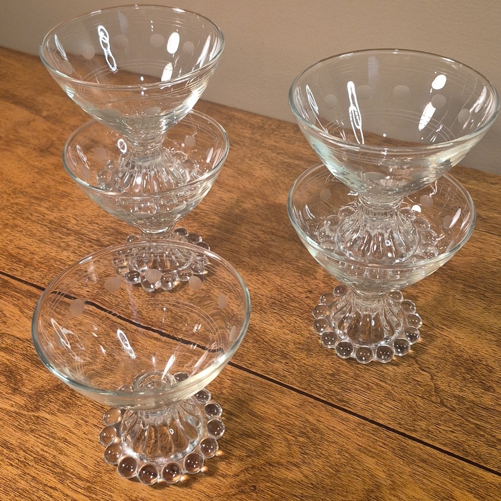 ANCHOR HOCKING Vintage Berwick "Boopie" Glasses Etched Circles and Bands, Set 5 - Picture 3 of 14